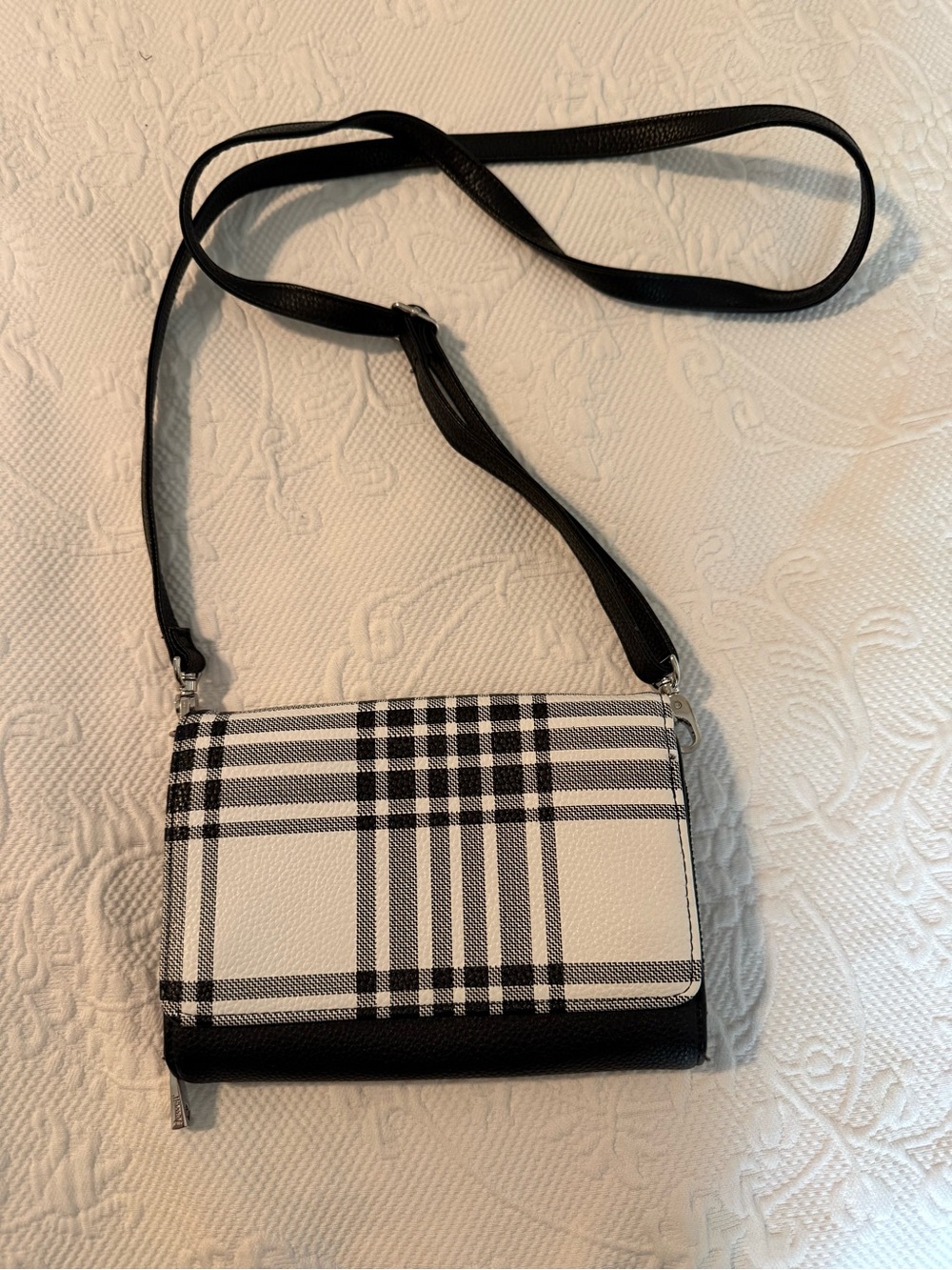 Black & White Plaid Crossbody Bag - Thirty-one